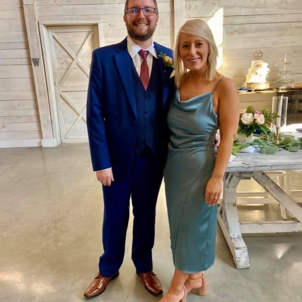 Molly Green rusty blue satin dress